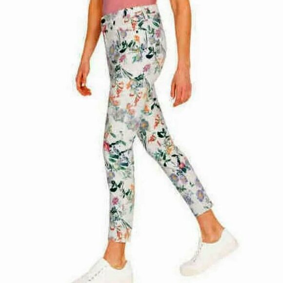 Buffalo David Bitton Denim - High-Rise Floral Botanical Print Soft Denim Jeans 8, Slim Fit EUC